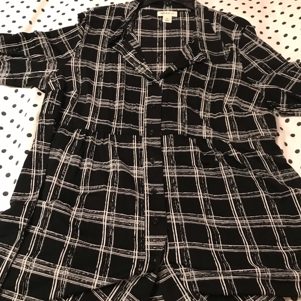 Black and white button down.